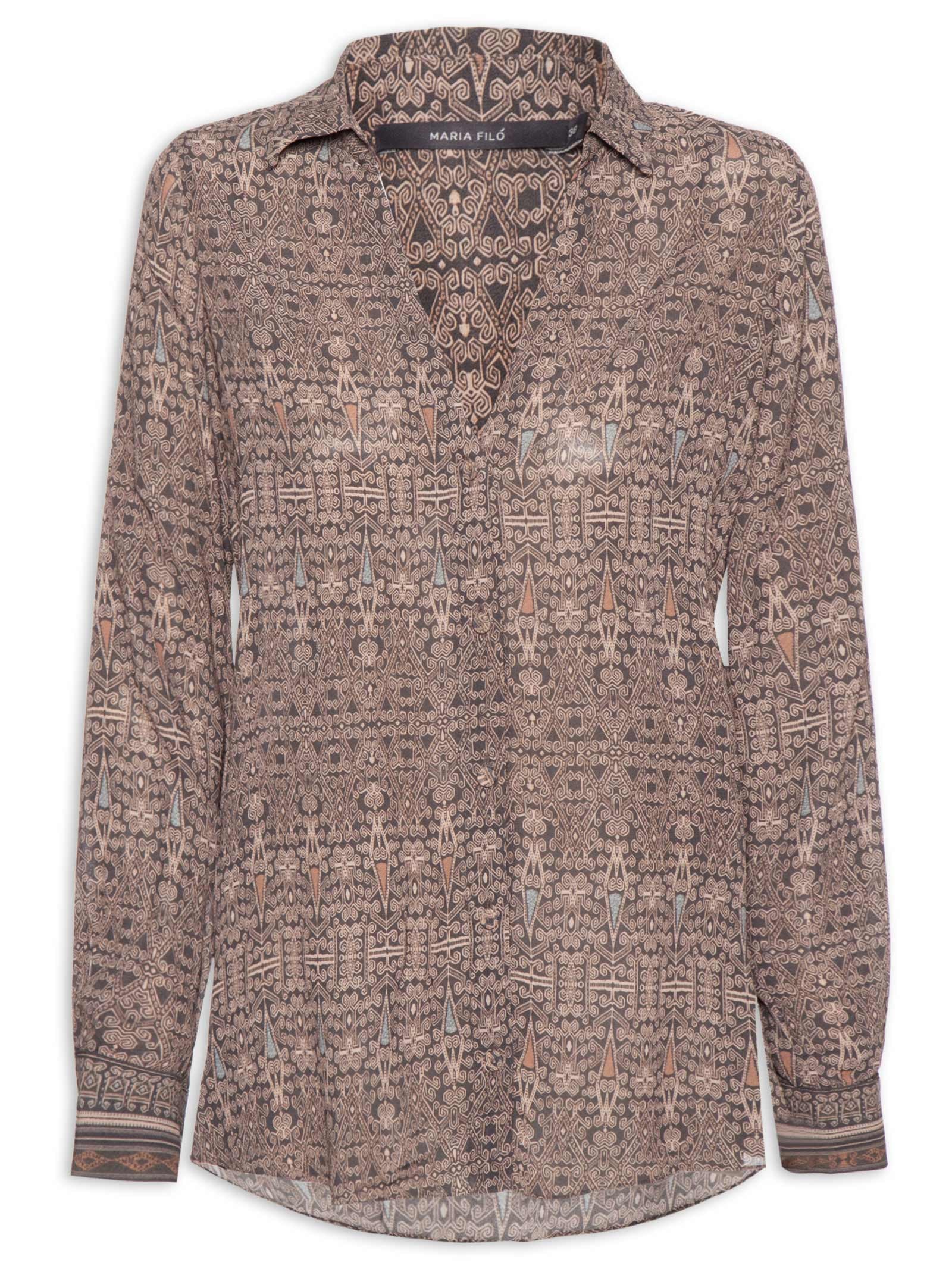 Camisa Feminina GGT Estampa Olive Cinza Maria Filó