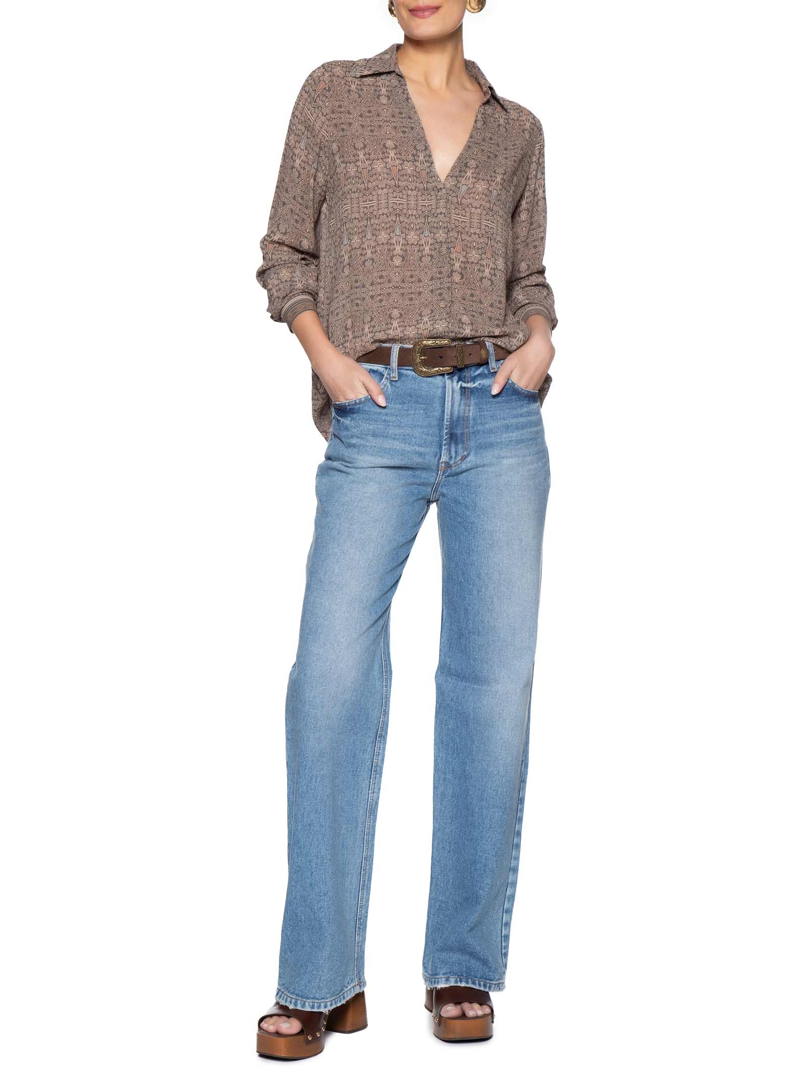 Camisa Feminina GGT Estampa Olive Cinza Maria Filó