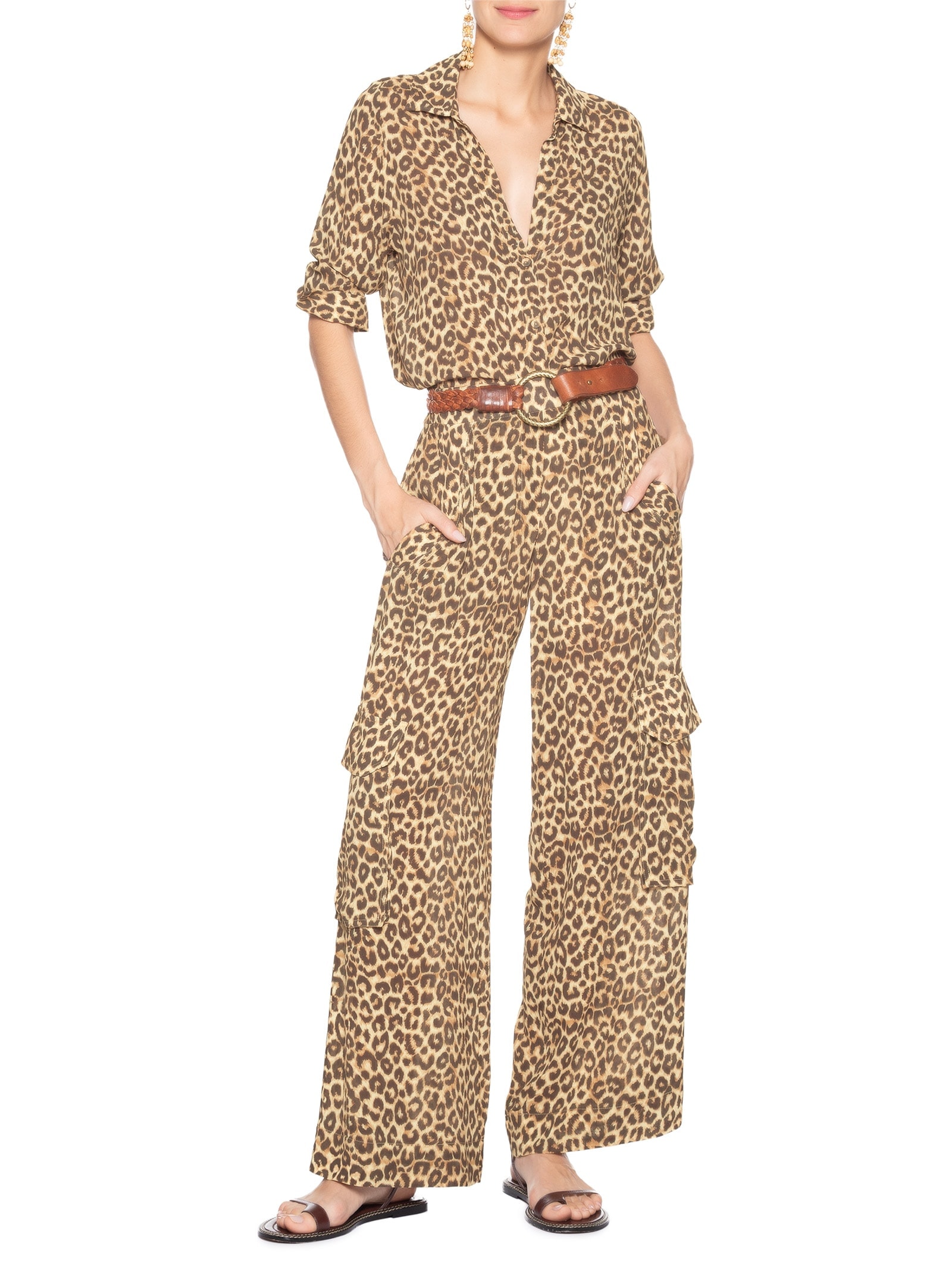 Camisa Feminina Ggt Estampa Onça Animal Print Maria Filó