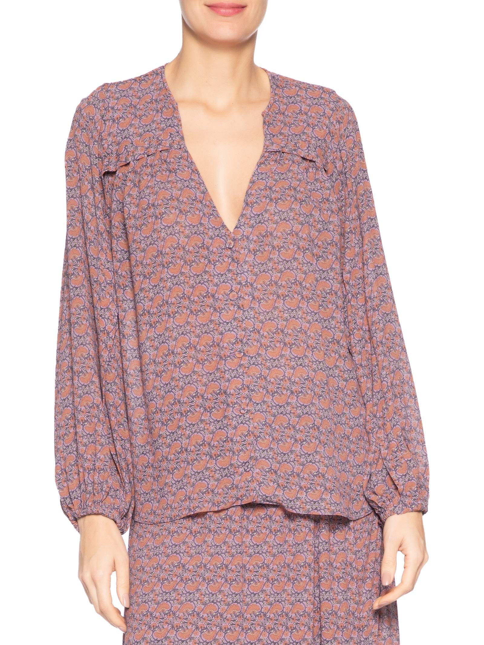 Camisa Feminina GGT Estampa Tuk Roxo Maria Filó