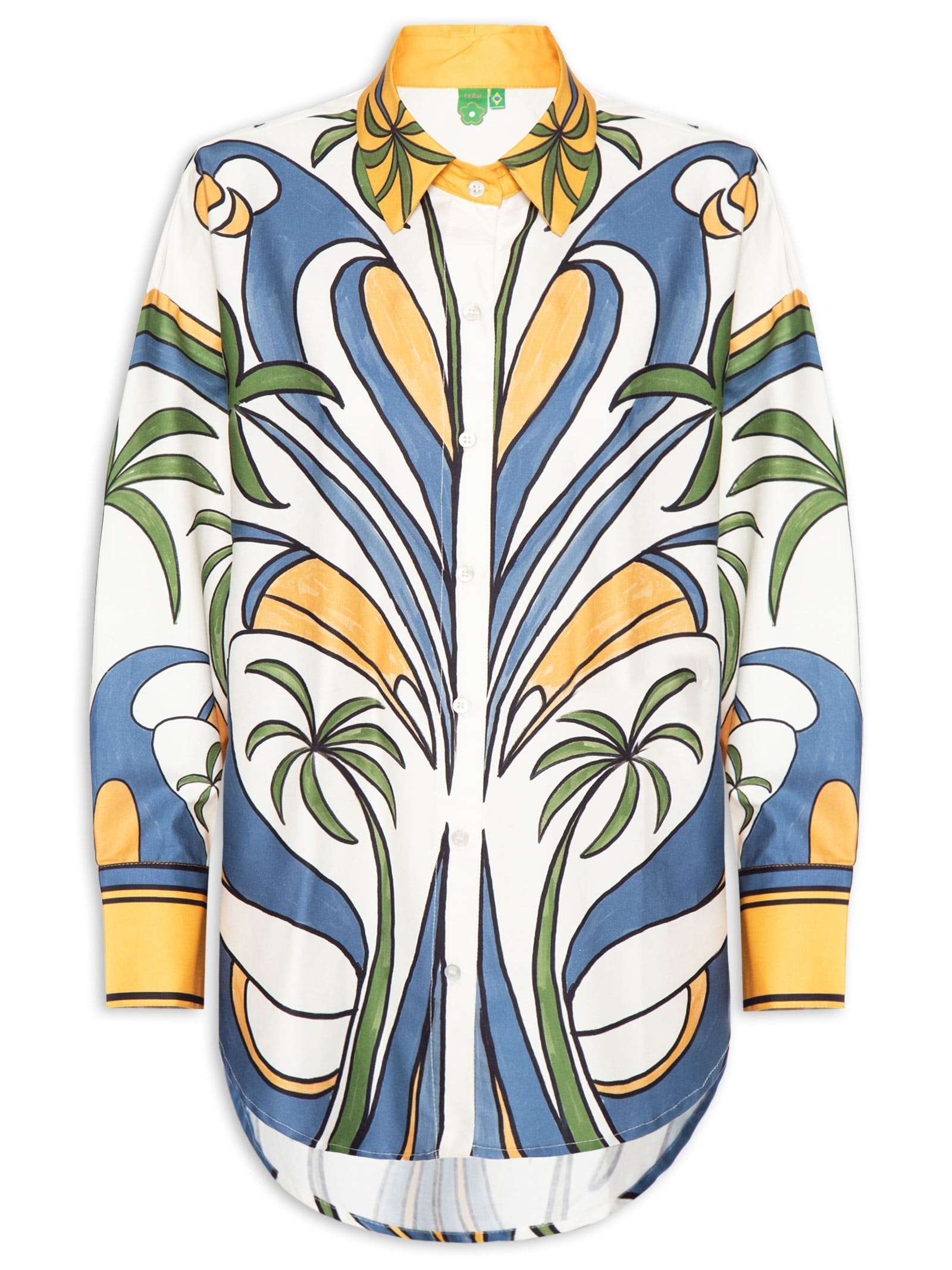 Camisa Feminina Gráfico Tropical – Amarelo Farm