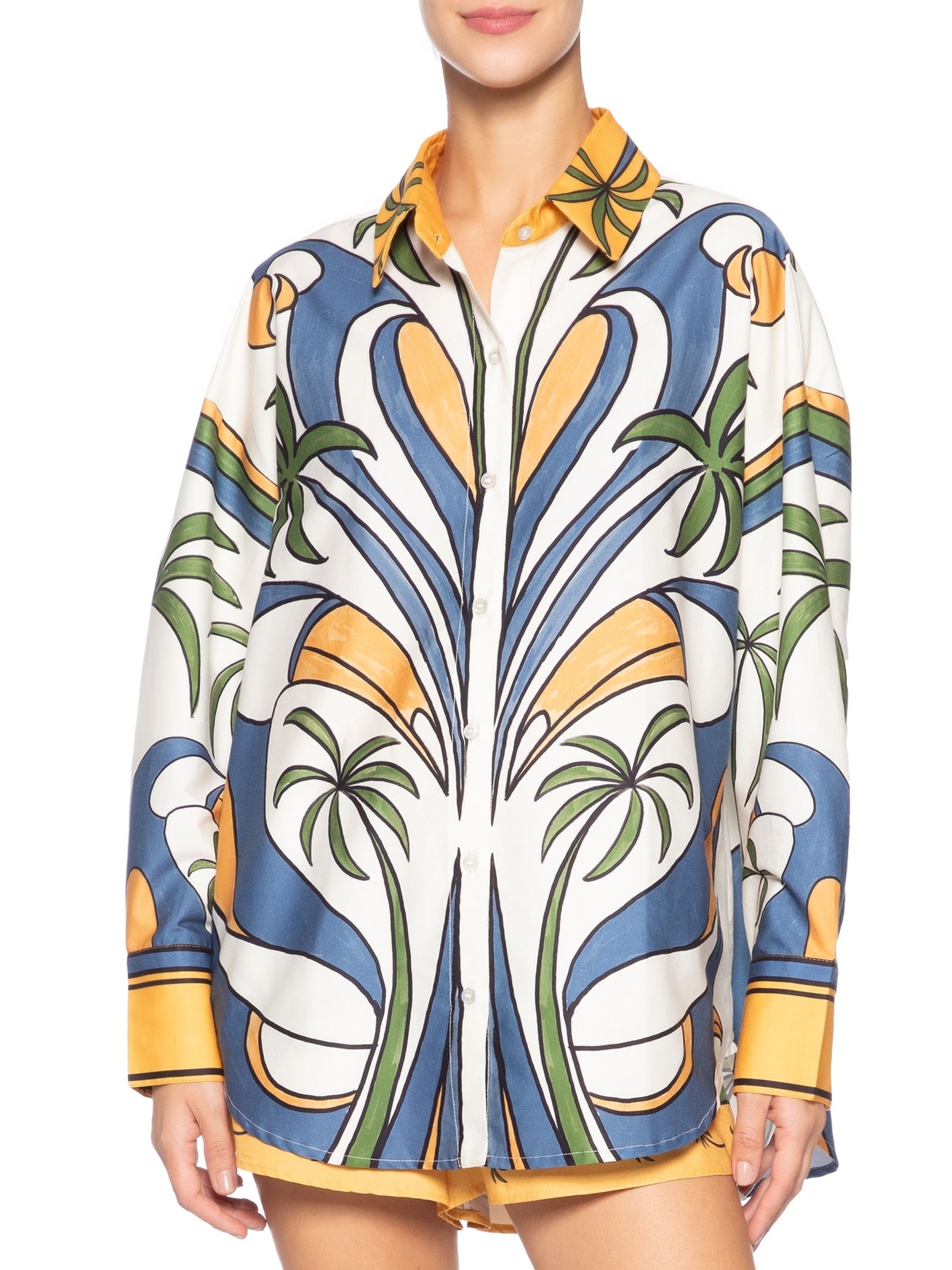 Camisa Feminina Gráfico Tropical – Amarelo Farm