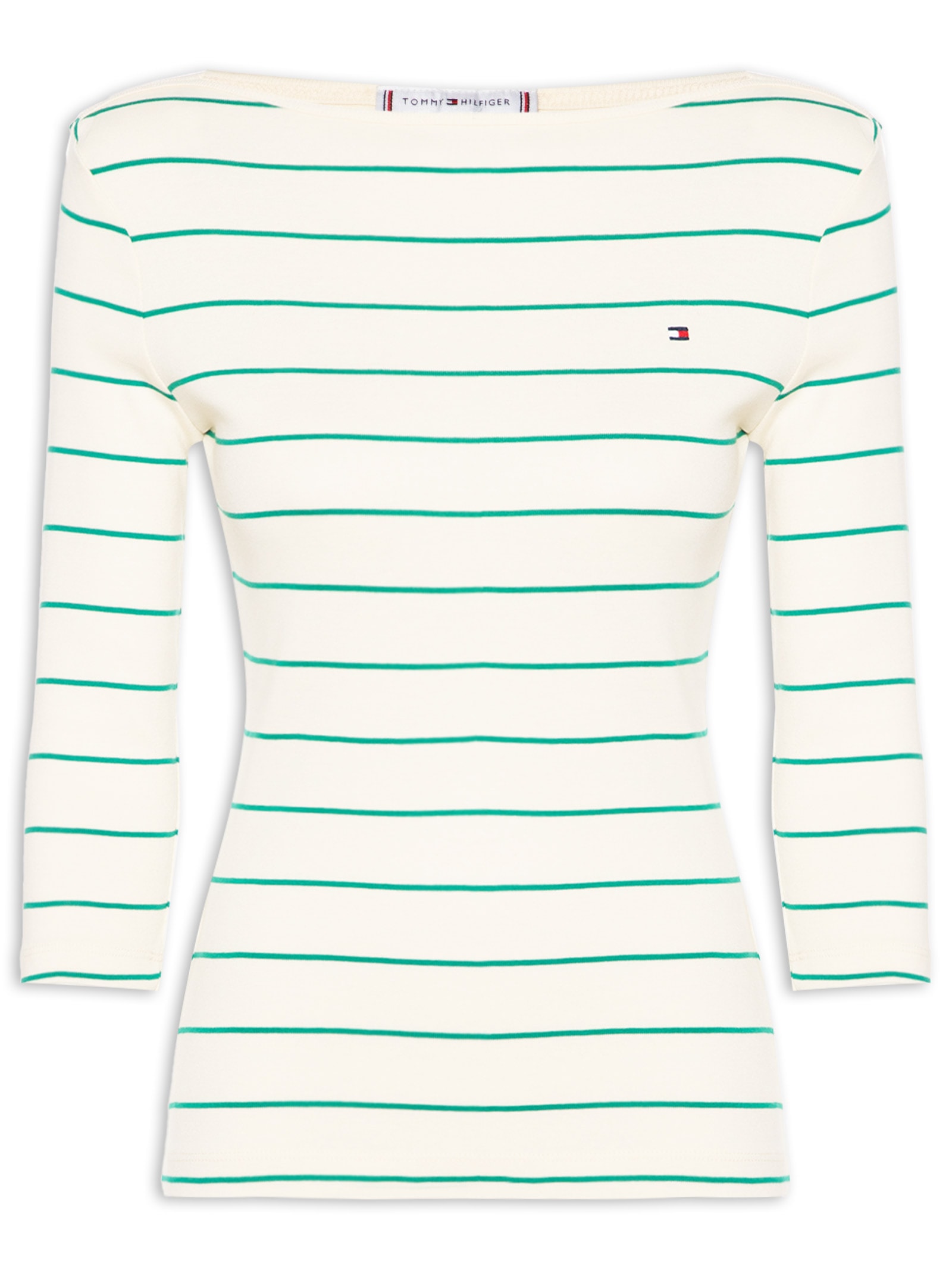 Camisa Feminina Heritage Crew Neck Tee Bege Tommy Hilfiger