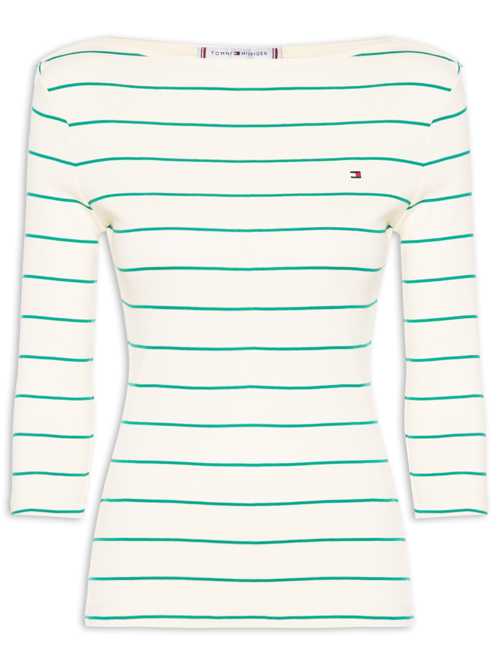 Camisa Feminina Heritage Crew Neck Tee Bege Tommy Hilfiger