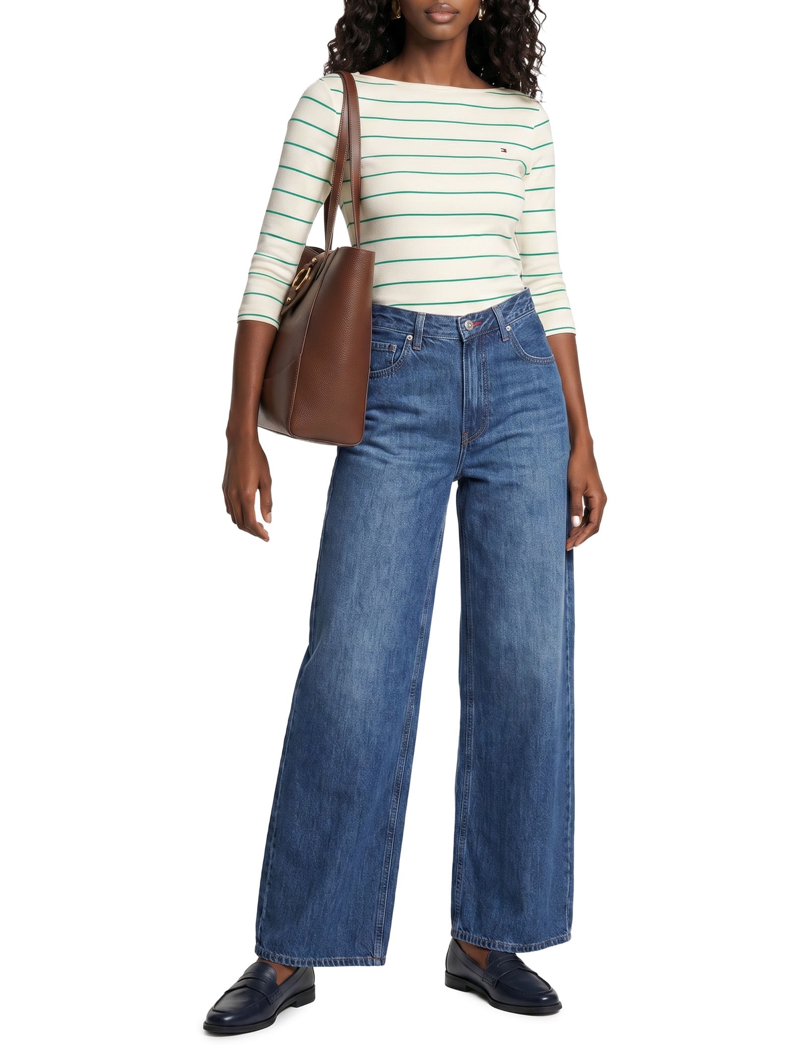 Camisa Feminina Heritage Crew Neck Tee Bege Tommy Hilfiger