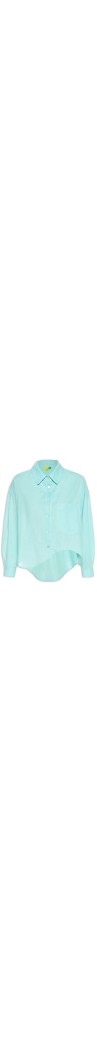 Camisa Feminina Irregular Bolso - Azul