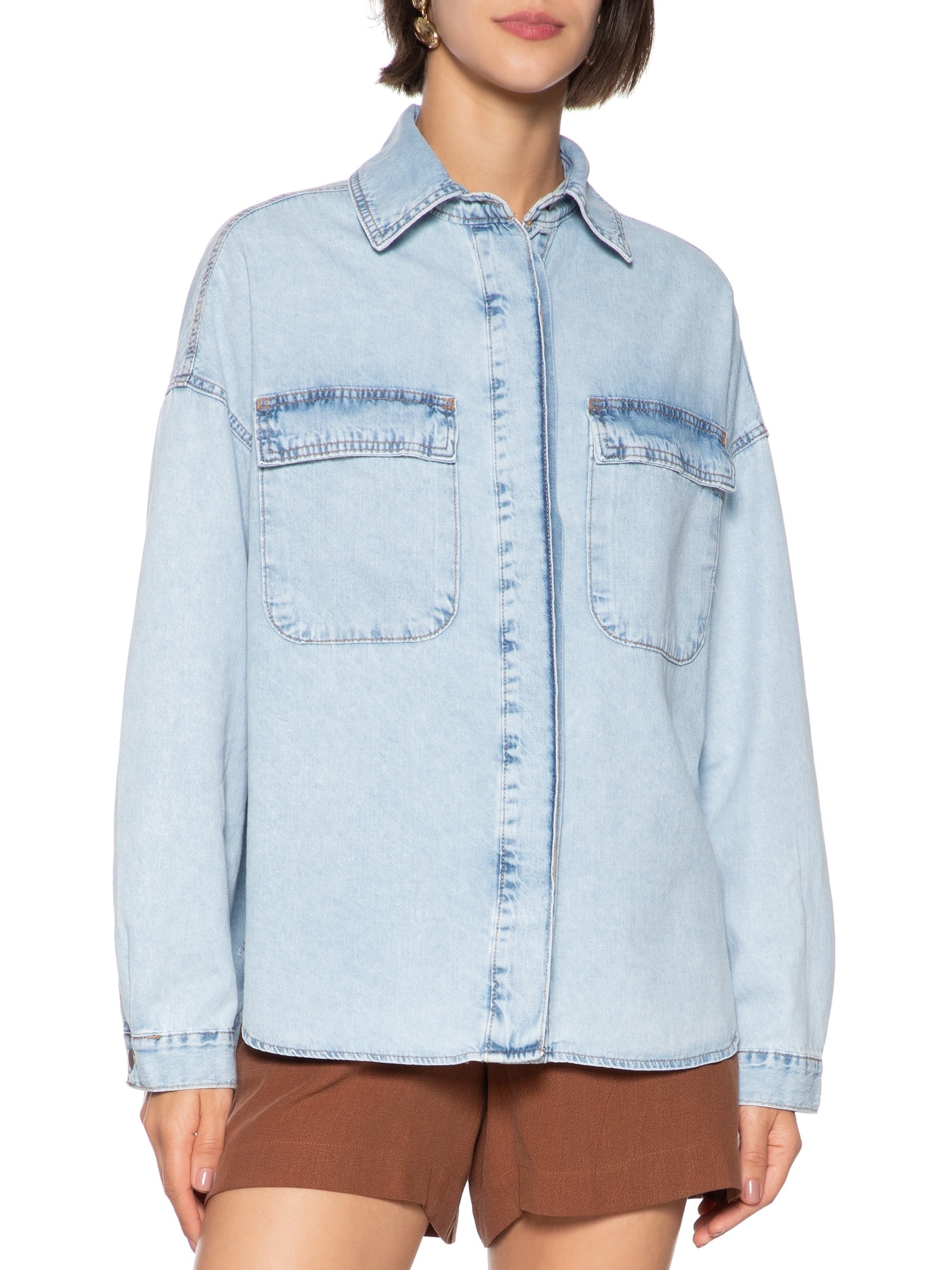 Camisa Feminina Jeans Azul Hering