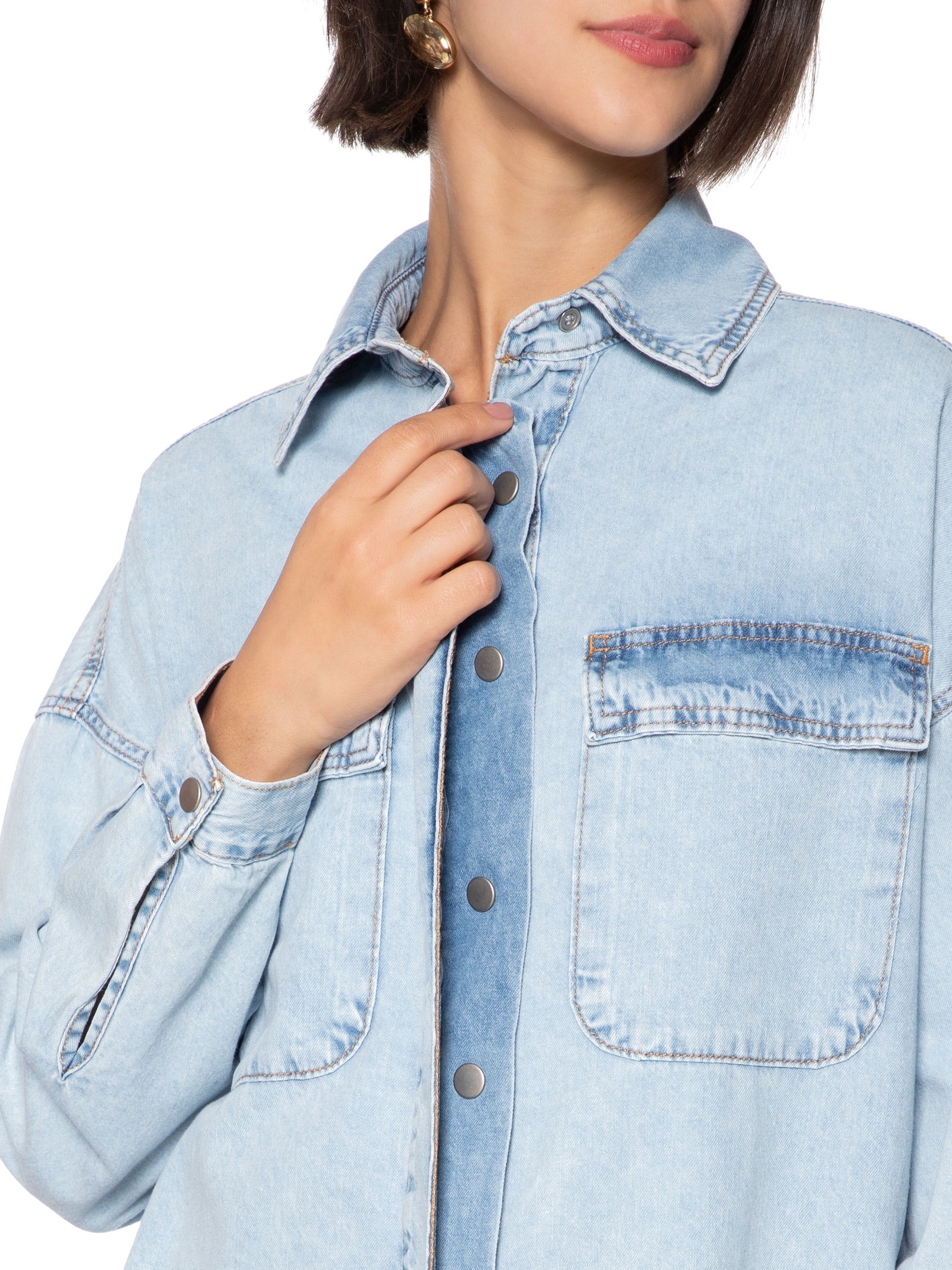 Camisa Feminina Jeans Azul Hering