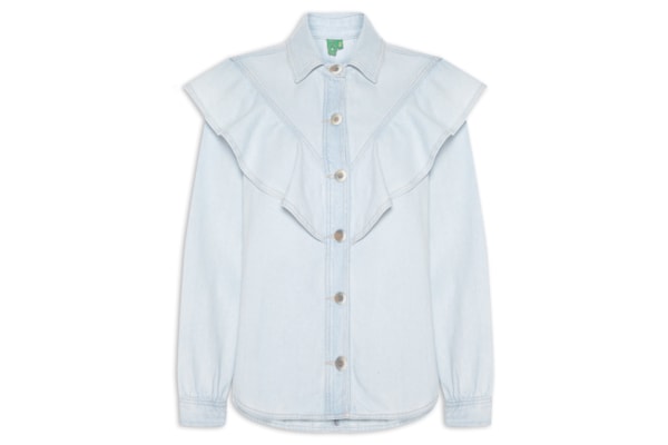 Camisa Feminina Jeans Boho - Azul