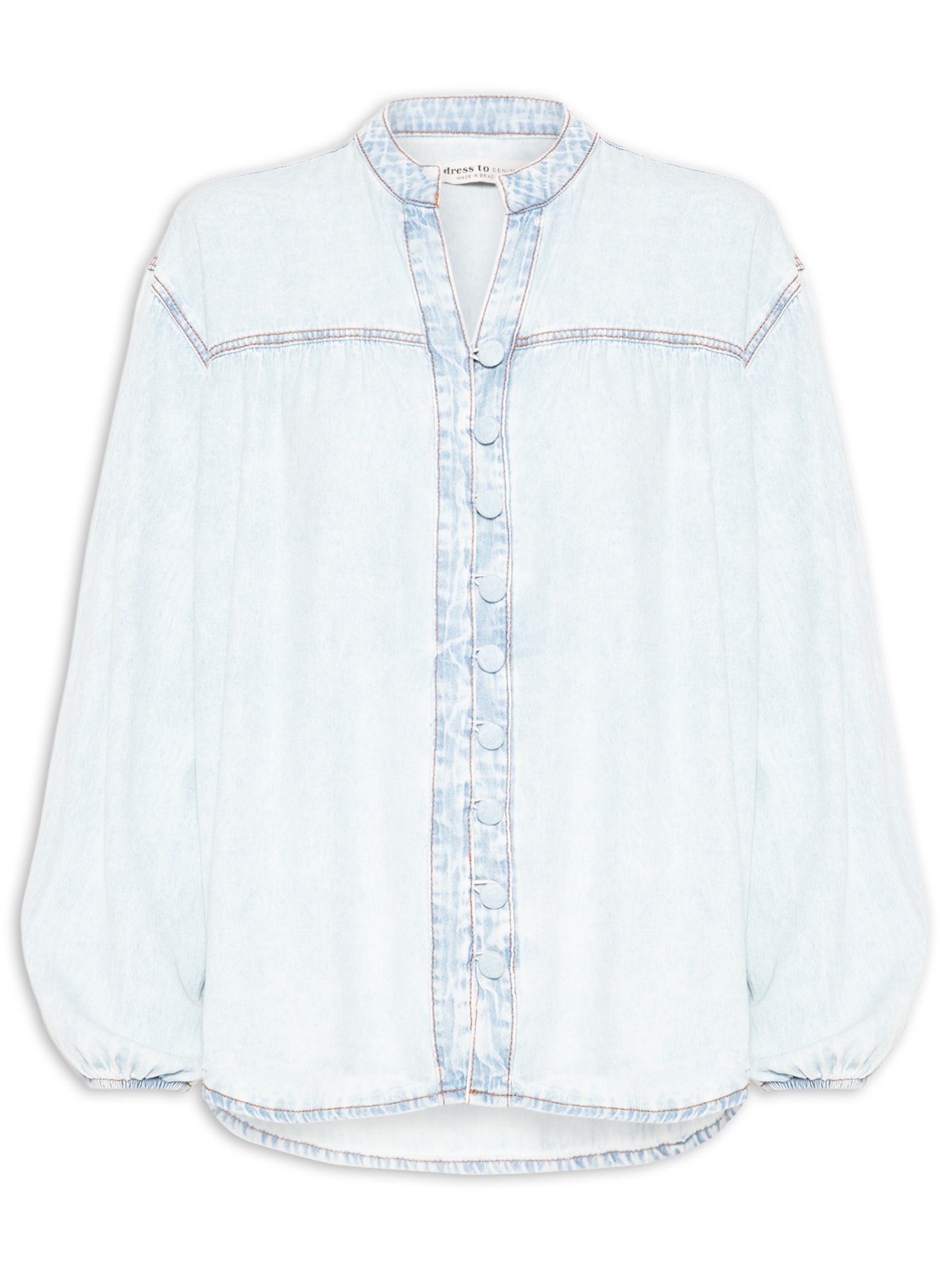 Camisa Feminina Jeans Botões Baby Blue – Azul Dress To