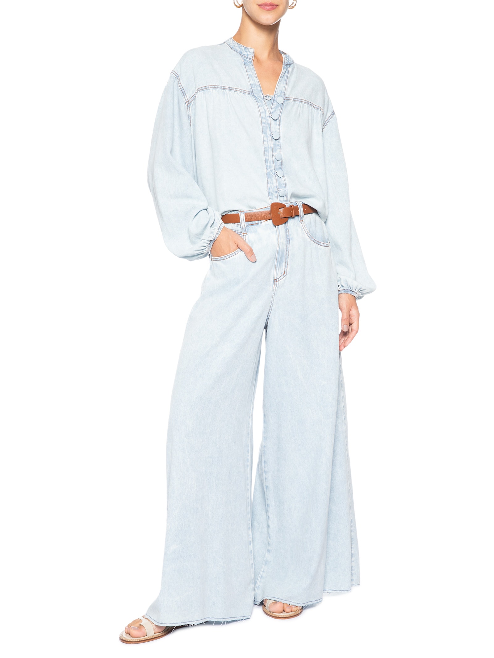 Camisa Feminina Jeans Botões Baby Blue – Azul Dress To