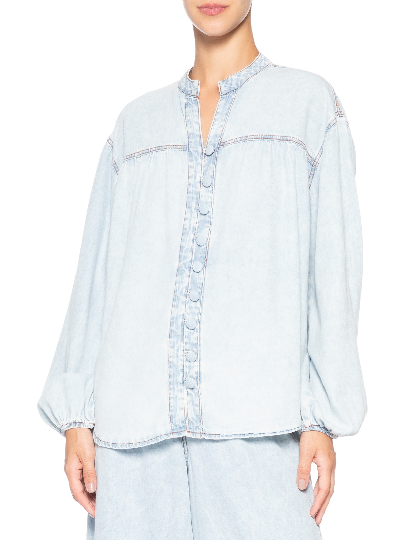 Camisa Feminina Jeans Botões Baby Blue – Azul Dress To