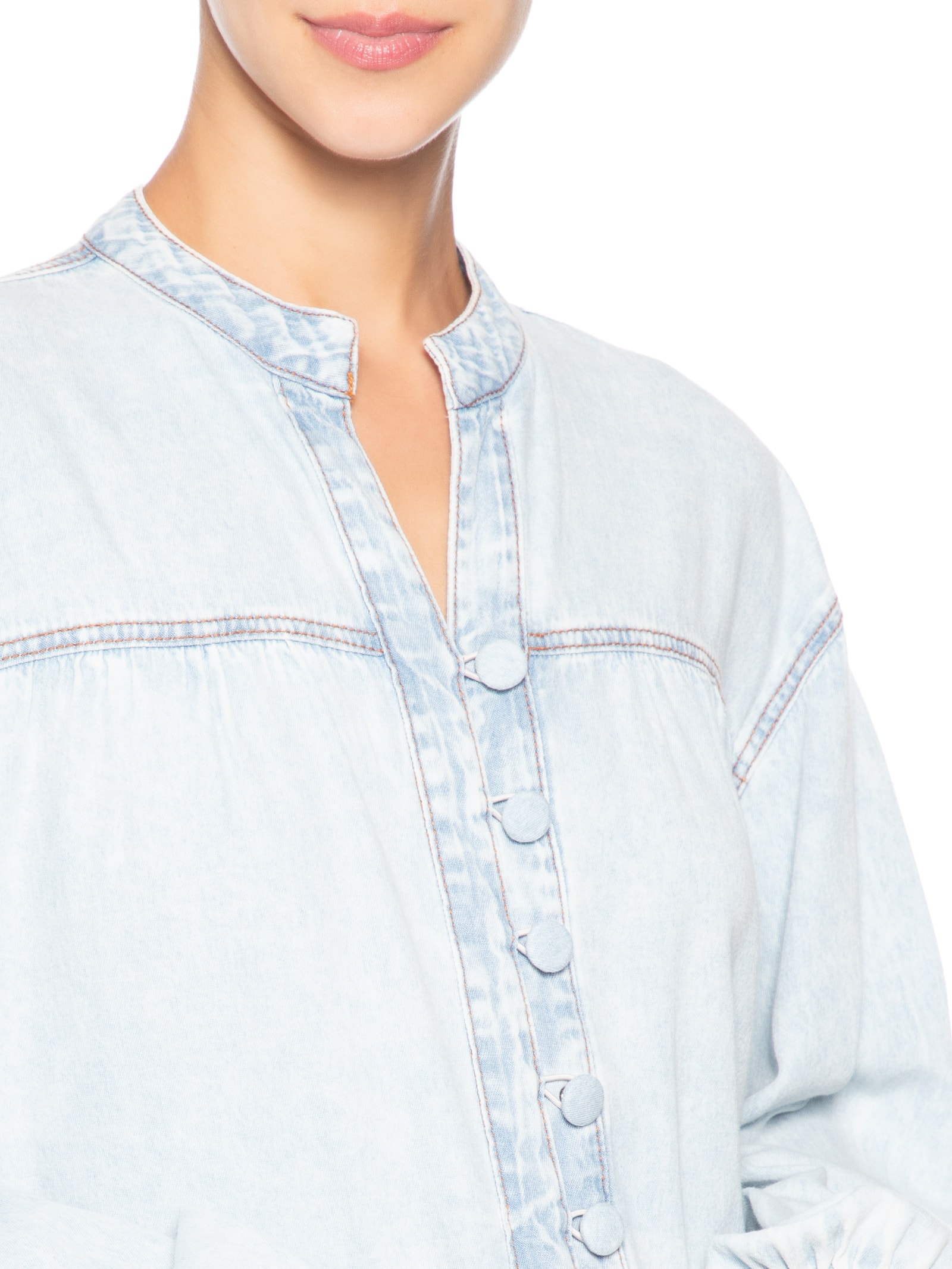 Camisa Feminina Jeans Botões Baby Blue – Azul Dress To