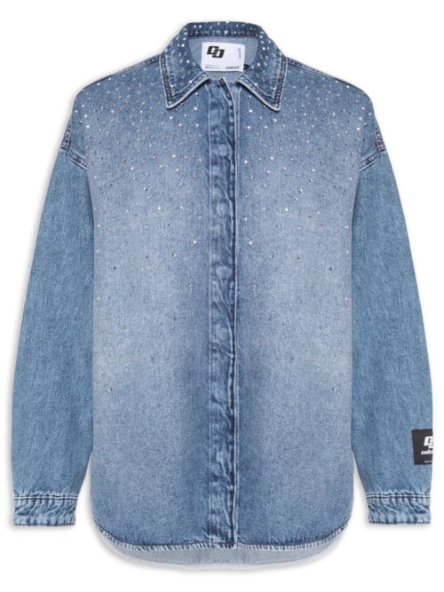 Camisa Feminina Jeans Com Aplicação – Azul