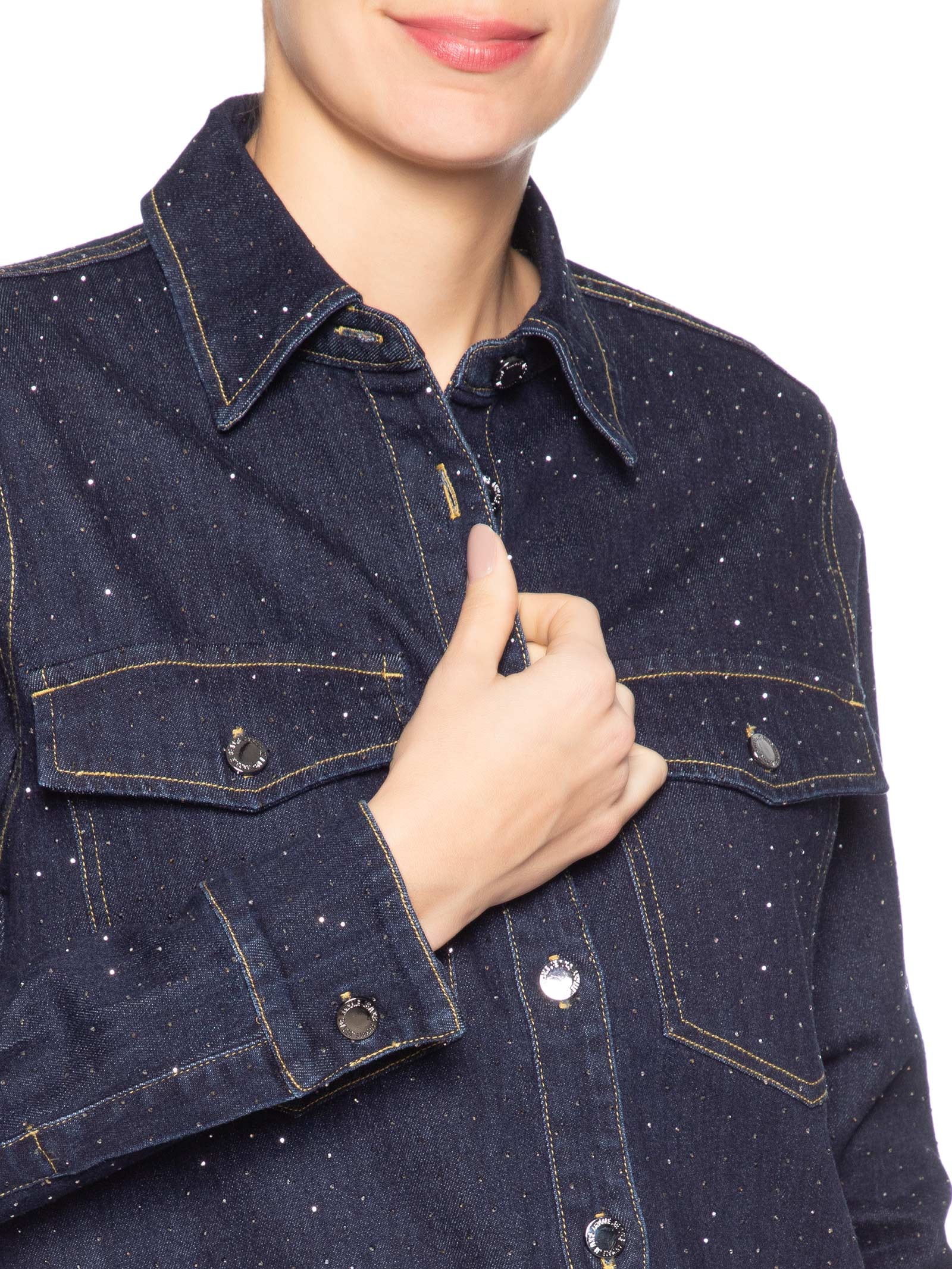 Camisa Feminina Jeans Com Strass – Azul Animale Jeans