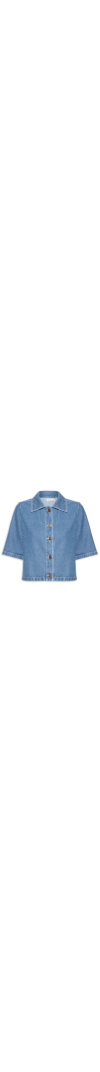 Camisa Feminina Jeans Estampa Laser Coqueiro - Azul