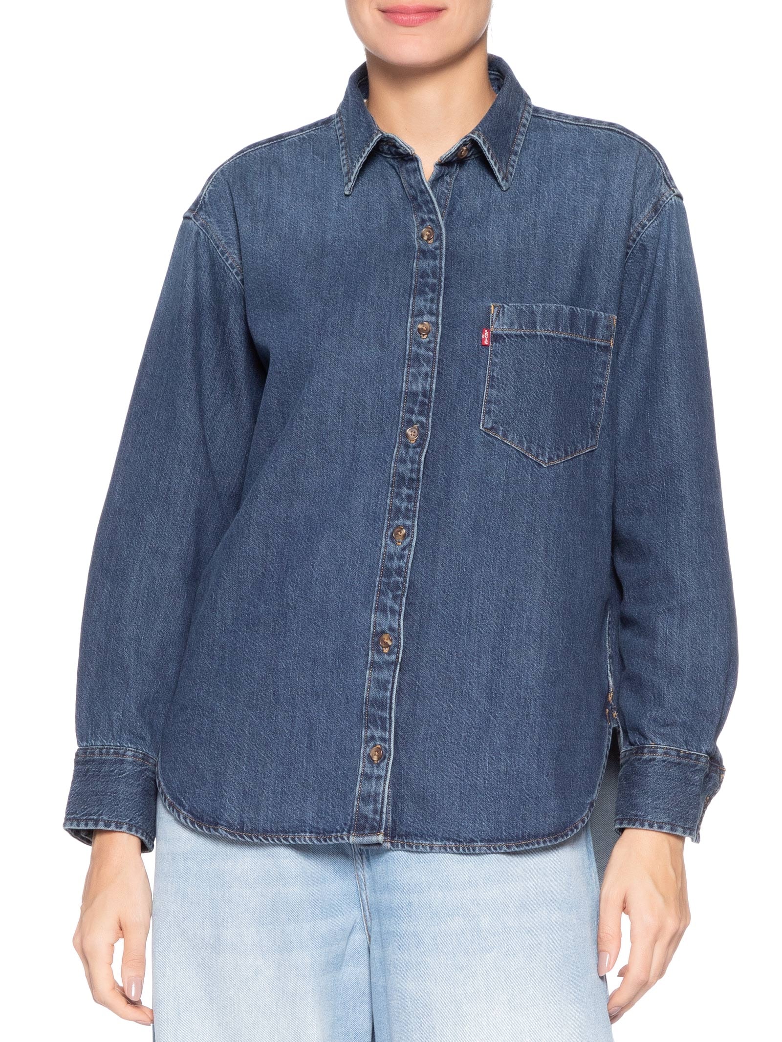 Camisa Feminina Jeans Harlie Boyfriend Shirt – Azul Levi's