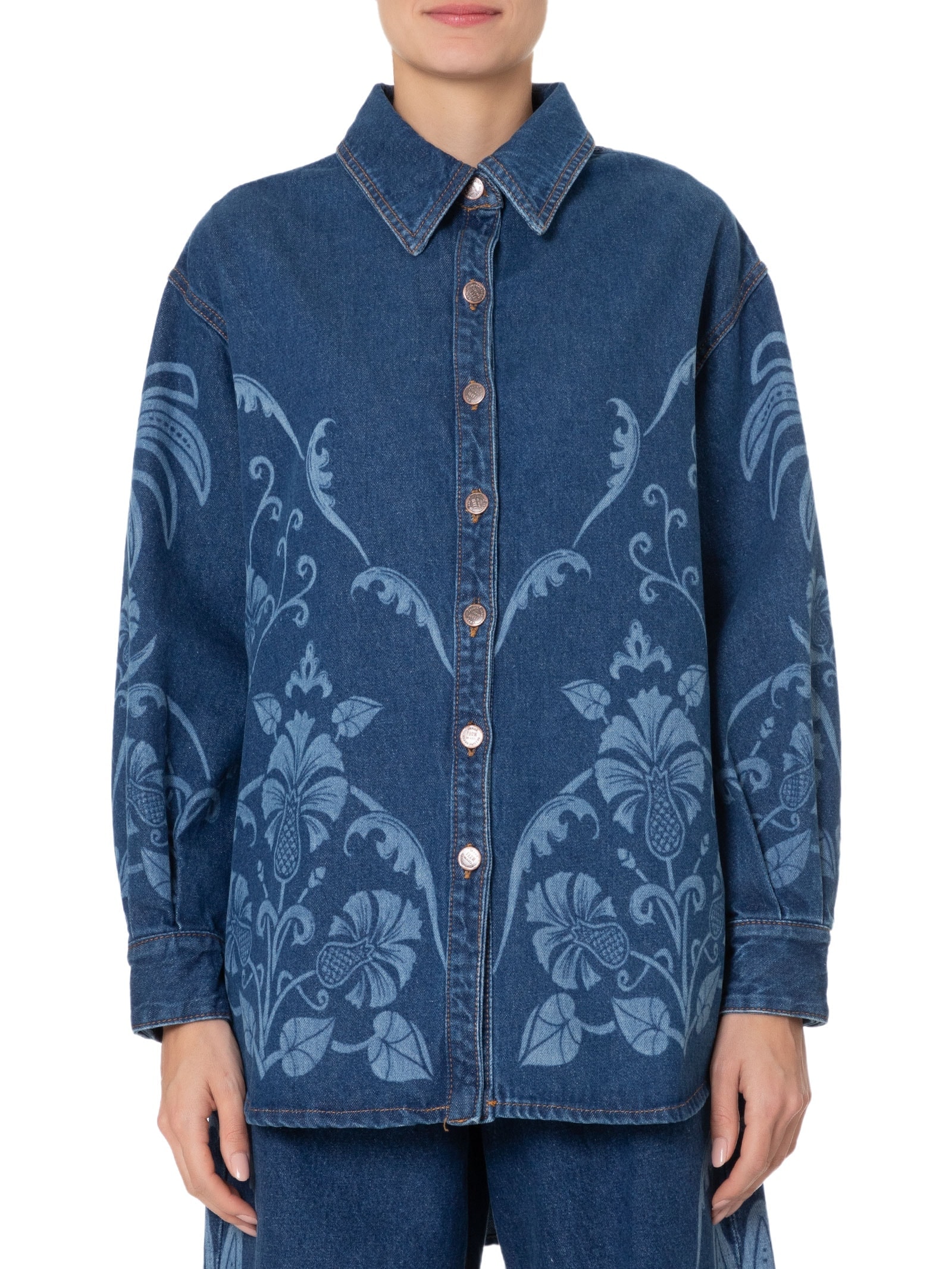 Camisa Feminina Jeans Laser Abacaxi Deco Azul  Farm