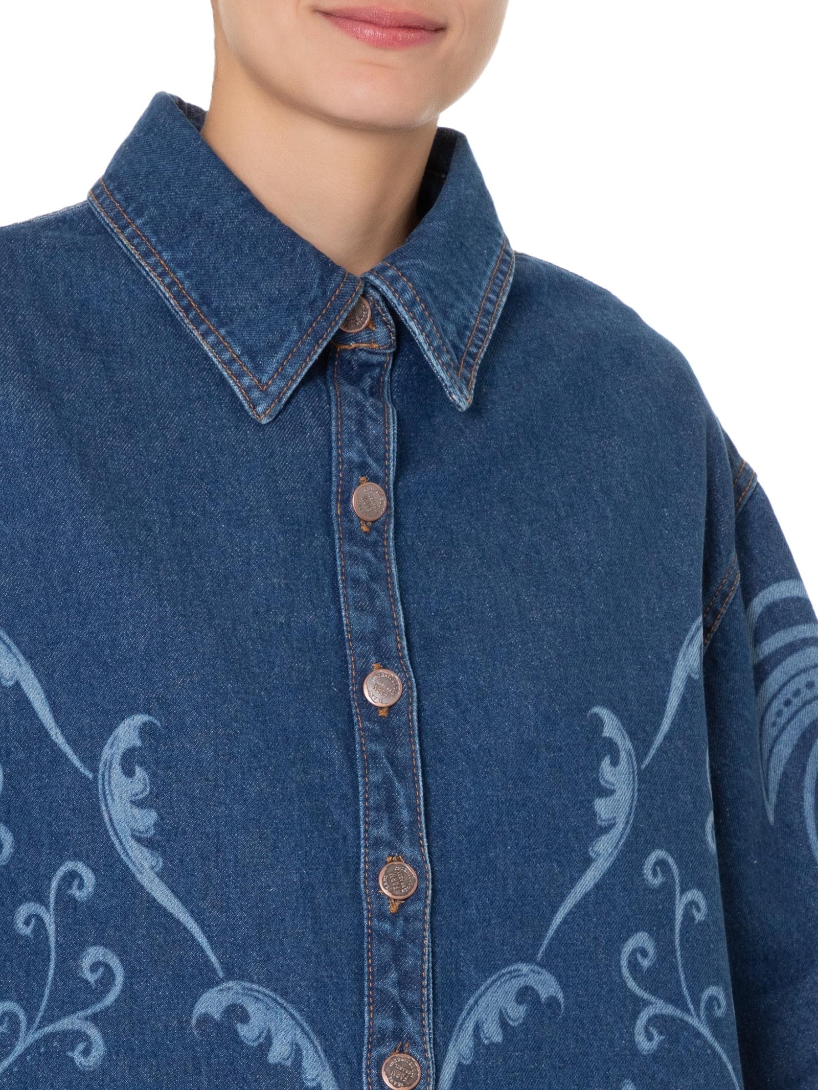 Camisa Feminina Jeans Laser Abacaxi Deco Azul  Farm