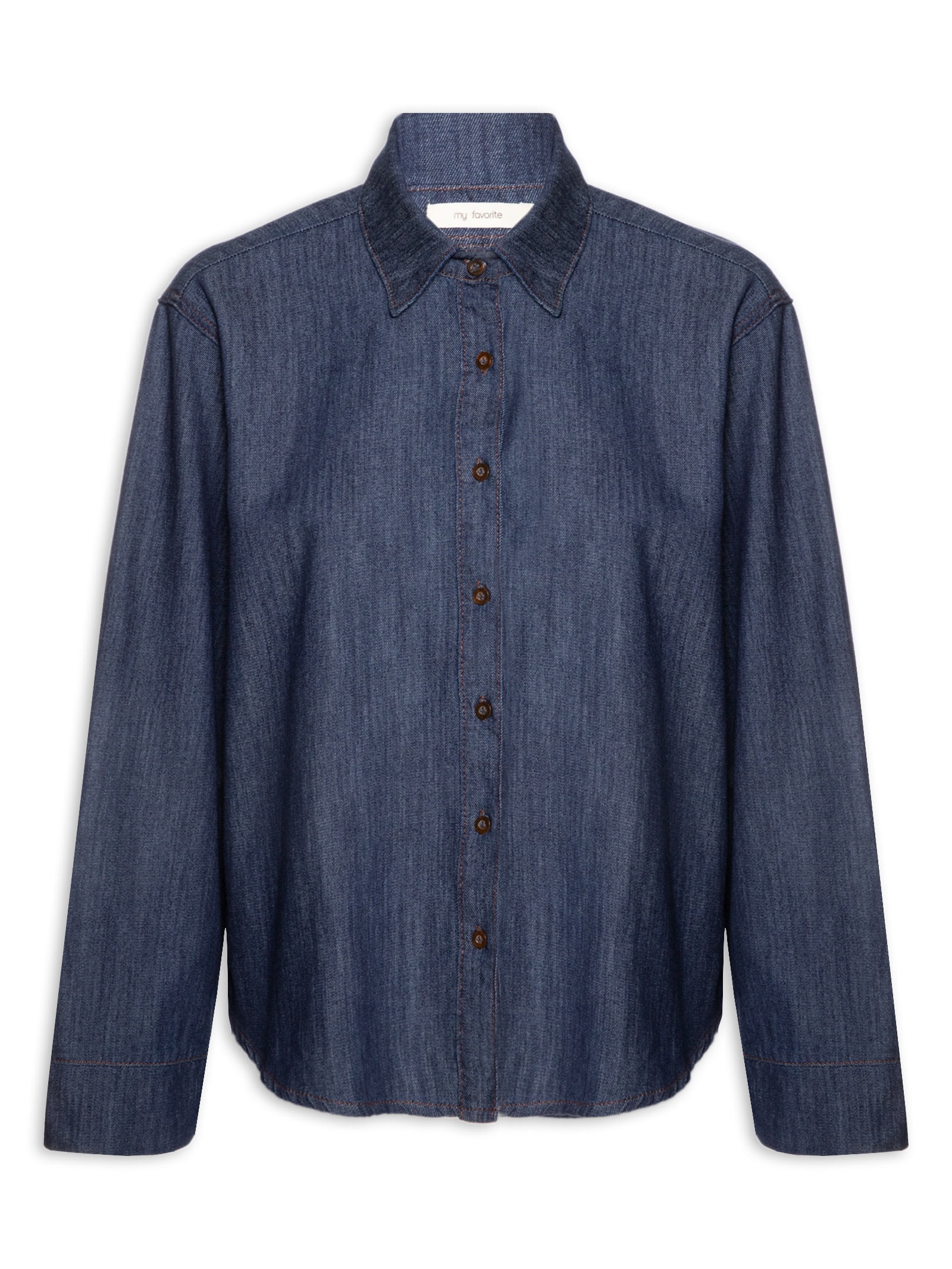 Camisa Feminina Jeans Manga Longa Top – Azul My Favorite