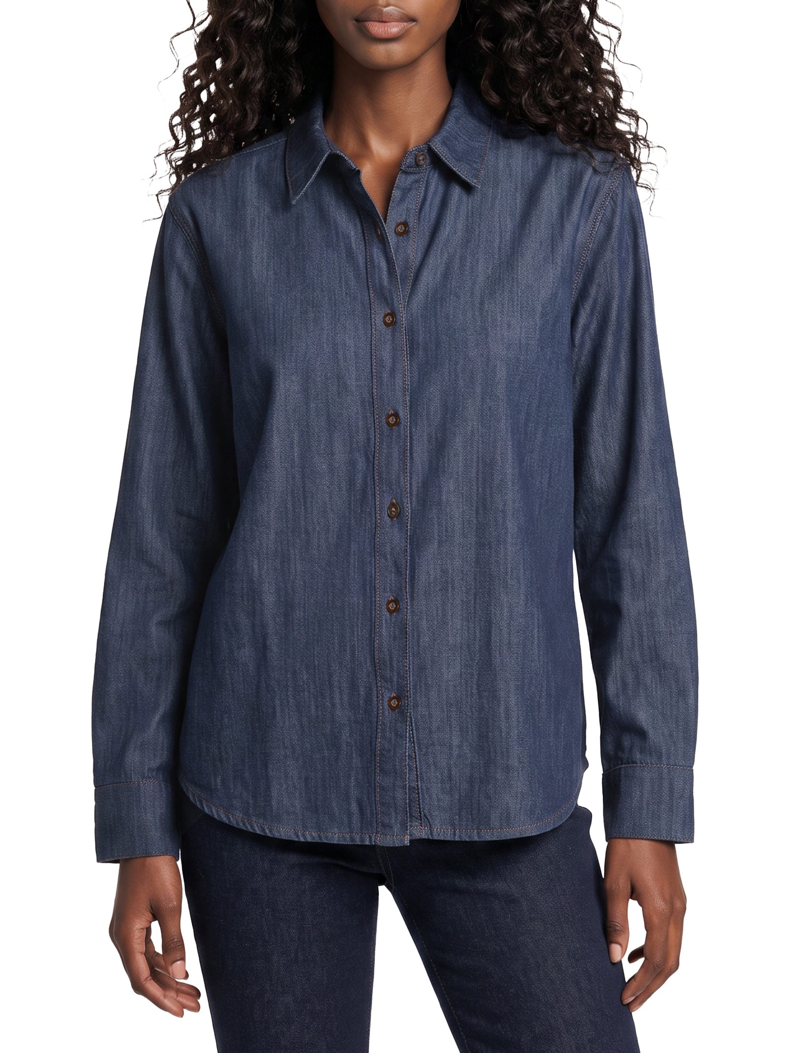 Camisa Feminina Jeans Manga Longa Top – Azul My Favorite