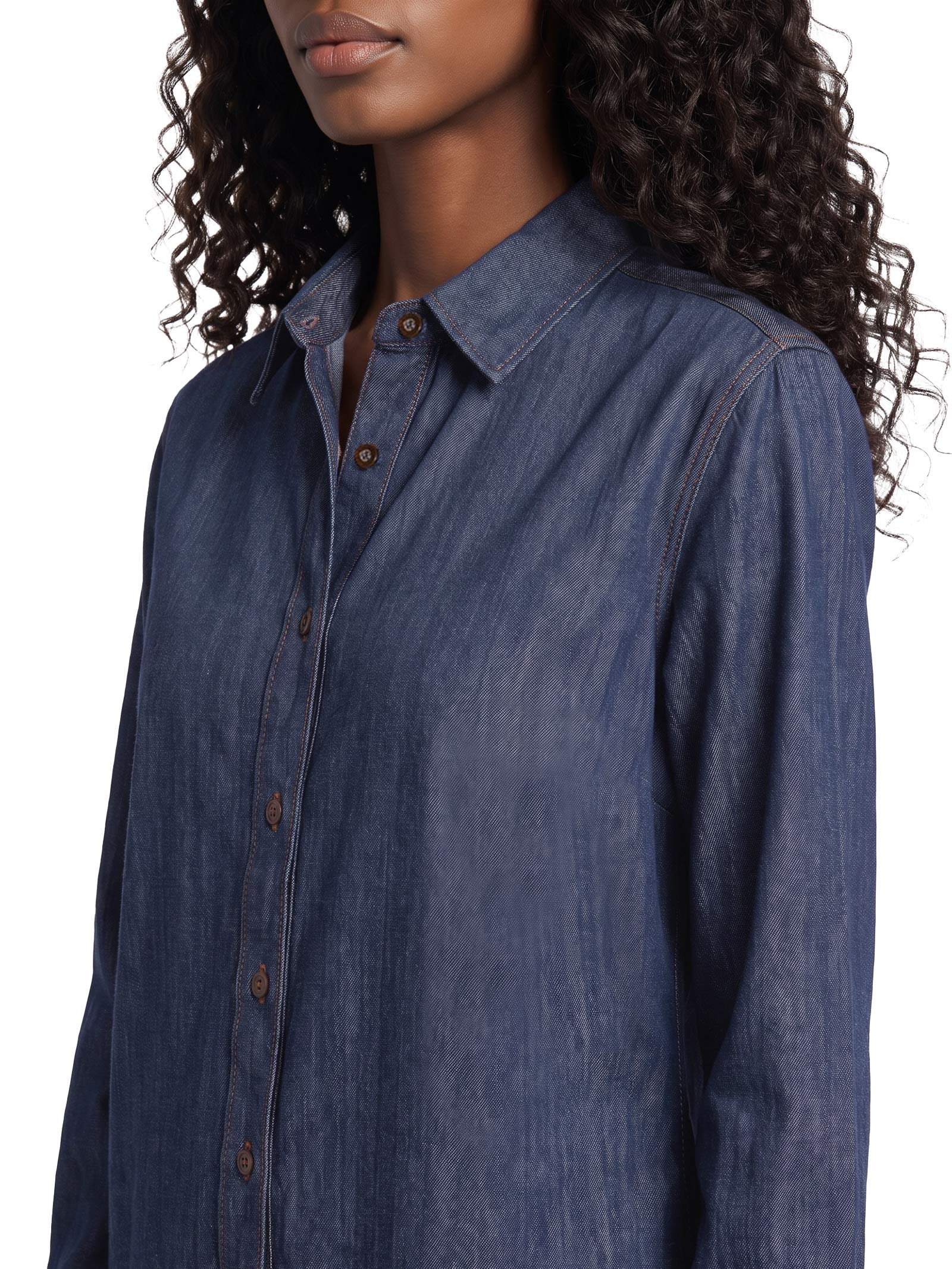 Camisa Feminina Jeans Manga Longa Top – Azul My Favorite