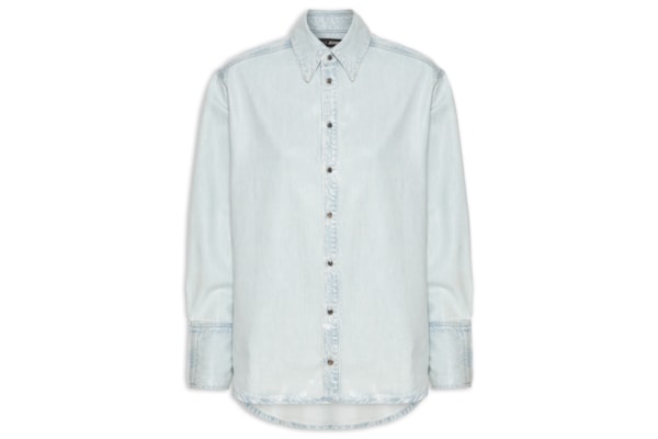 Camisa Feminina Jeans Over - Azul