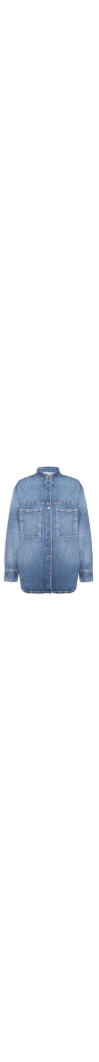 Camisa Feminina Jeans Over Tachas - Azul