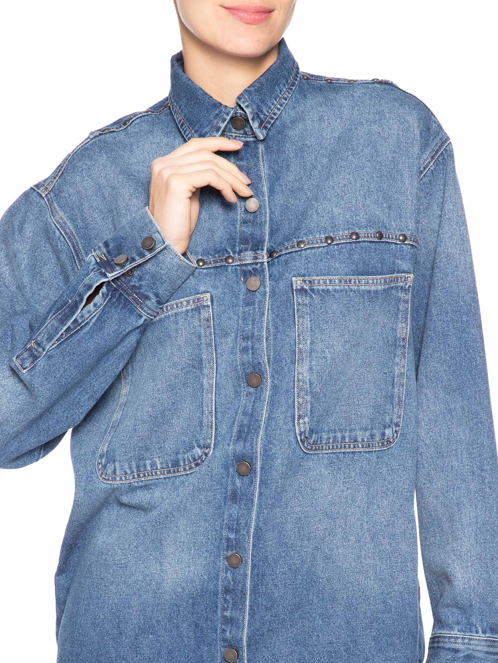 Camisa Feminina Jeans Over Tachas Azul Animale Jeans