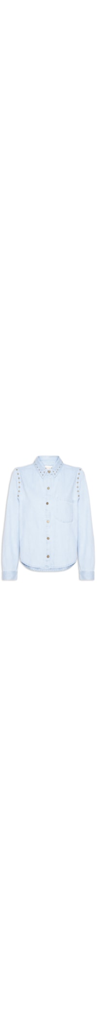Camisa Feminina Jeans Rebites Gola E Cava – Azul