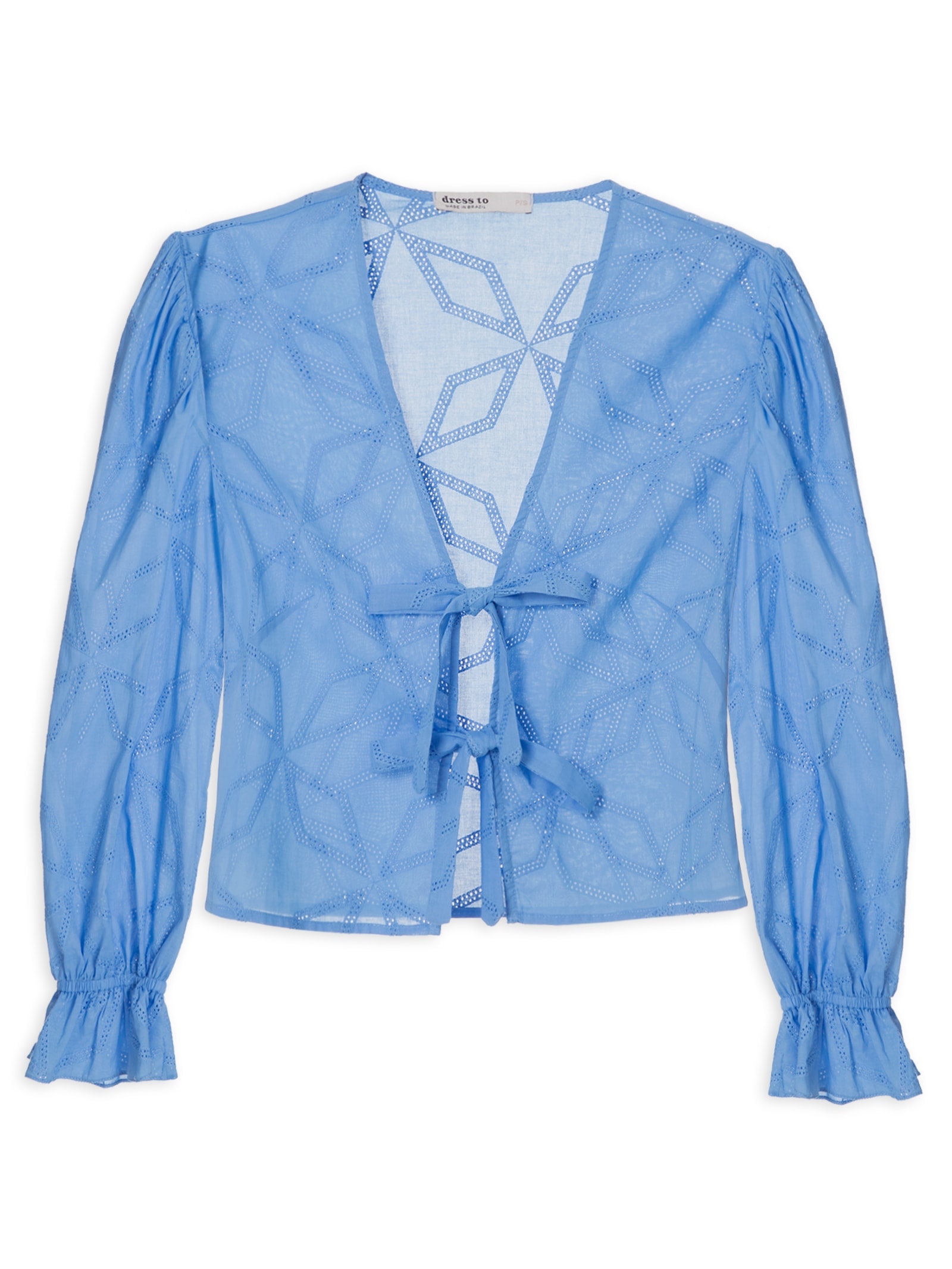 Camisa Feminina Laise Bordada Azul Dress To