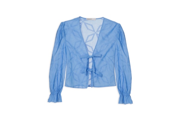 Camisa Feminina Laise Bordada - Azul