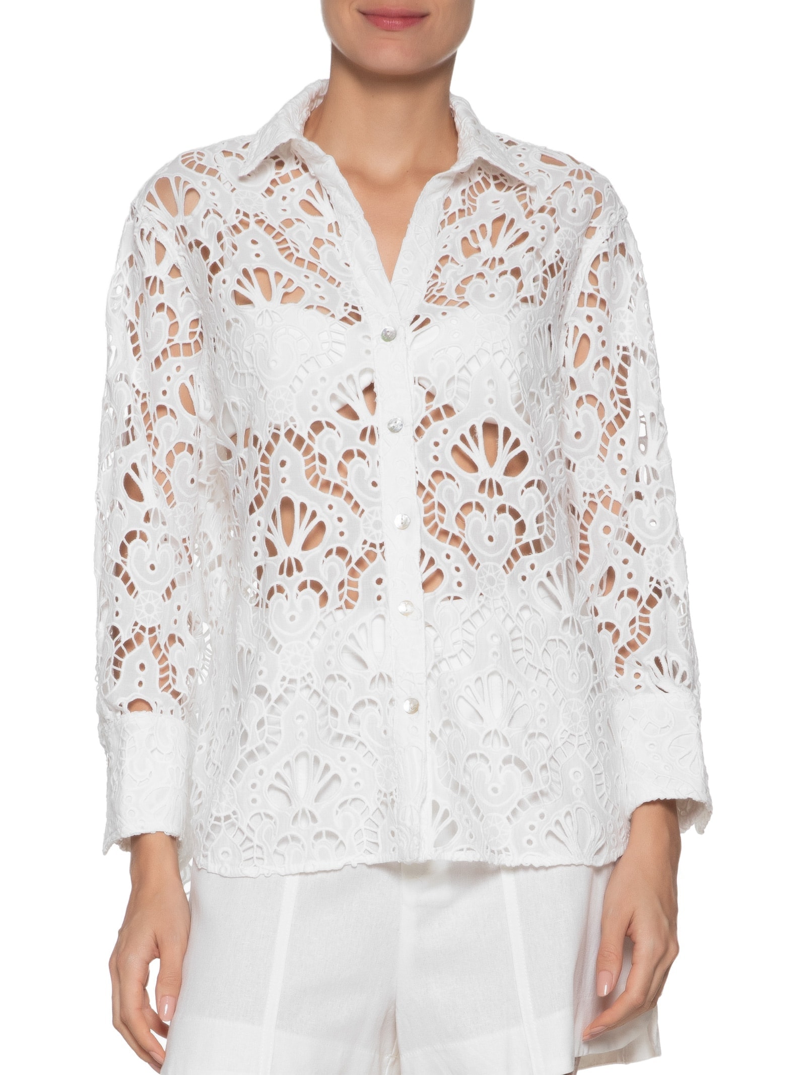 Camisa Feminina Laise Concha Branco Farm Praia