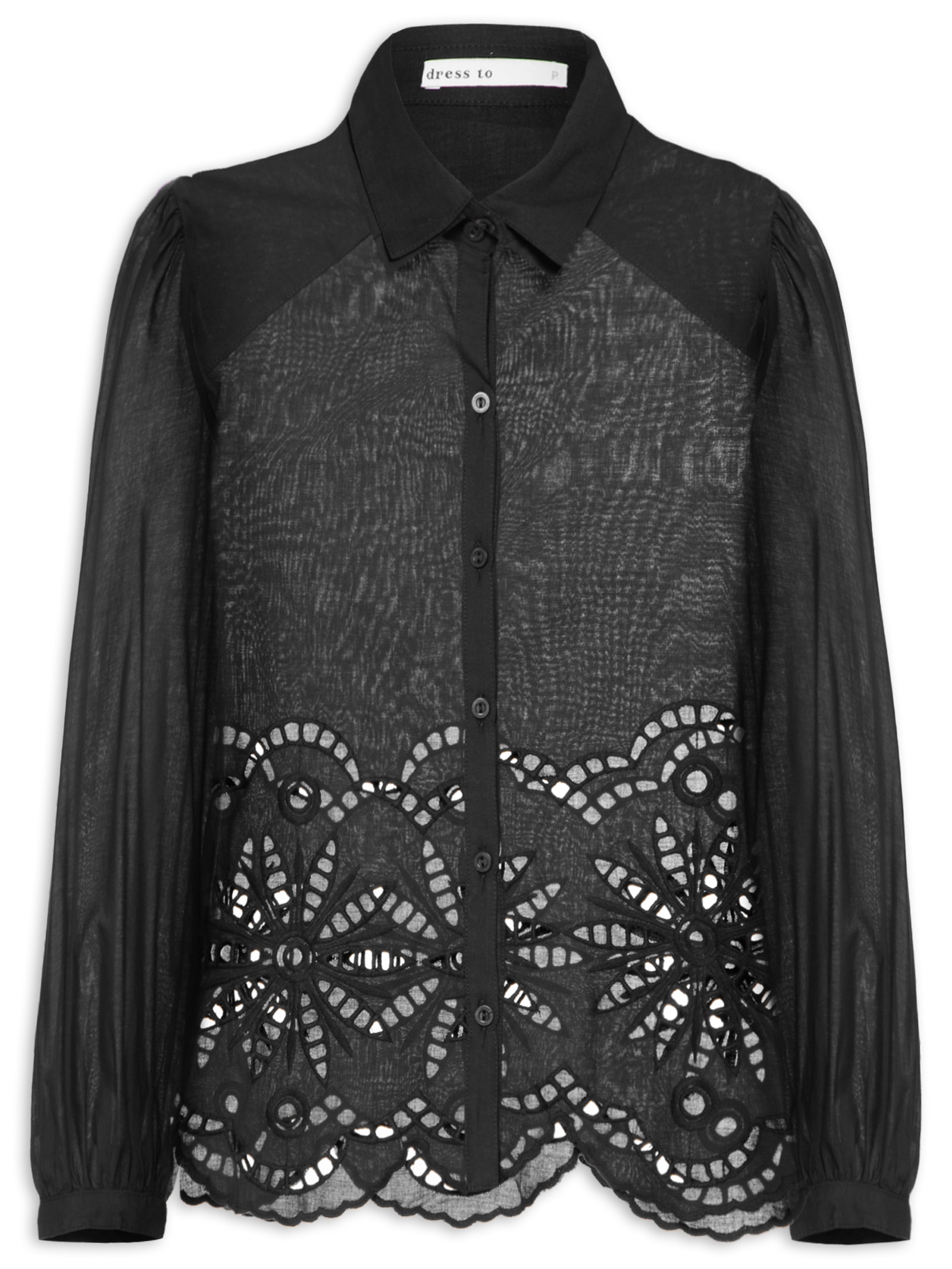 Camisa Feminina Laise Manga Bufante - Preto - Dress To