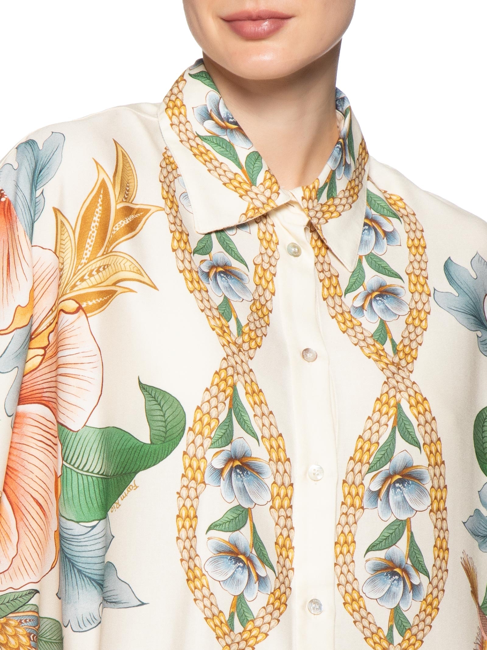 Camisa Feminina Lenço Jardim Real Off White Farm