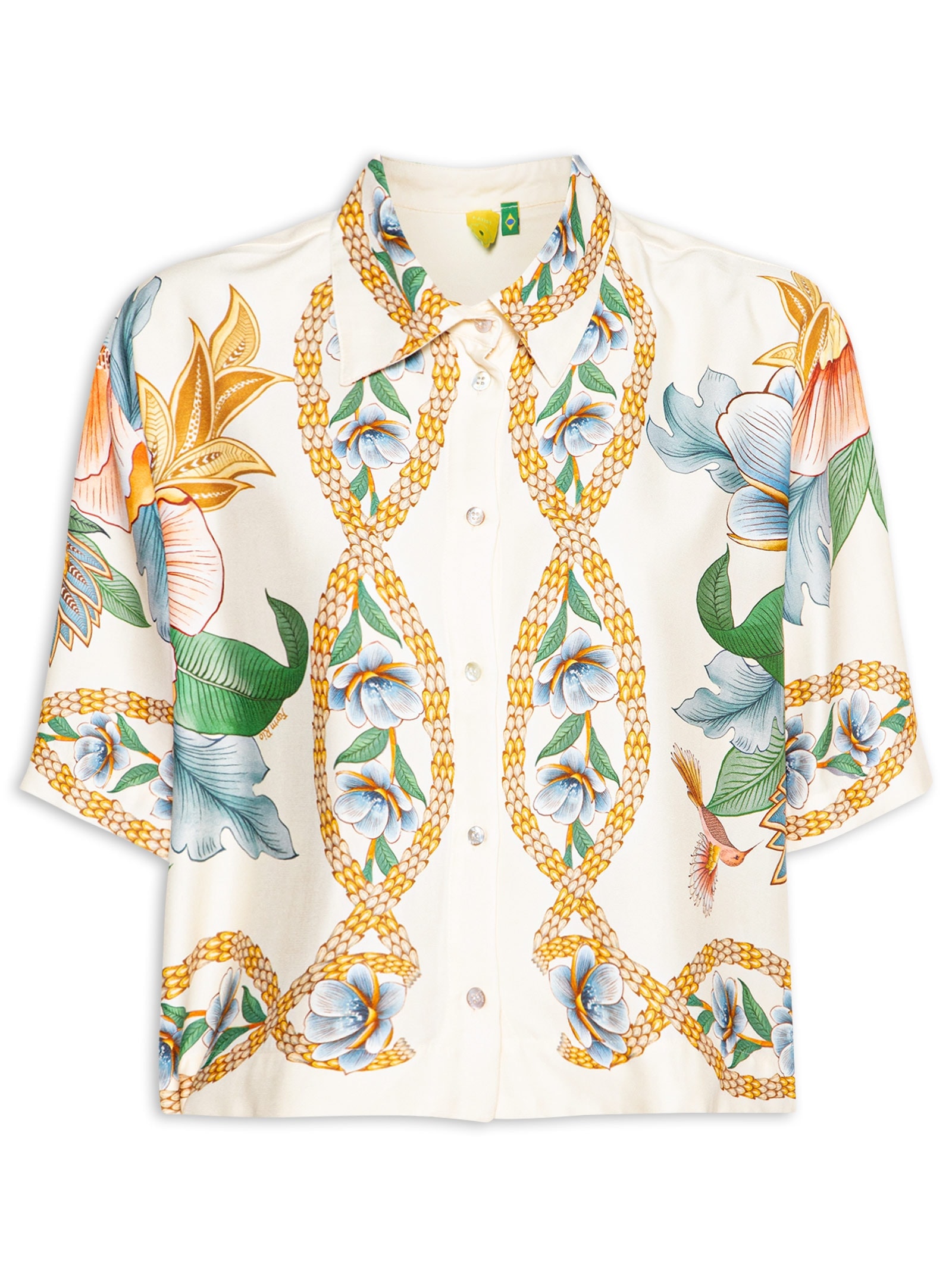 Camisa Feminina Lenço Jardim Real Off White Farm