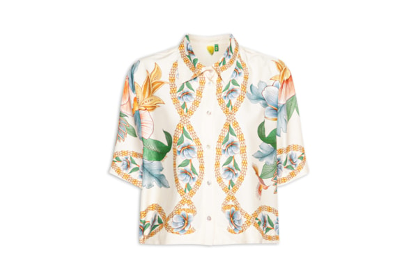 Camisa Feminina Lenço Jardim Real - Off White