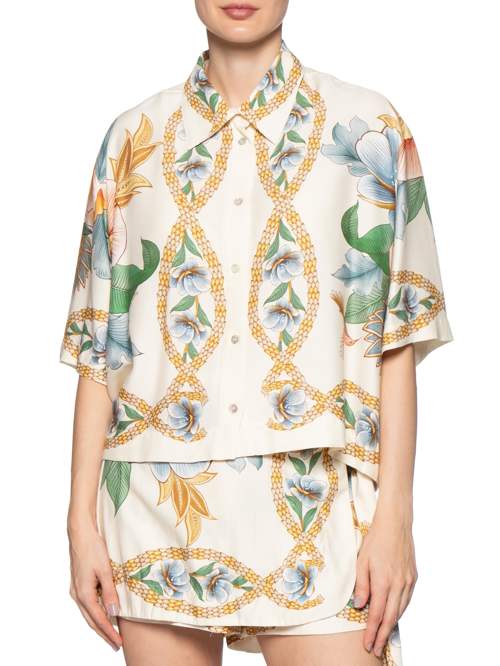Camisa Feminina Lenço Jardim Real Off White Farm