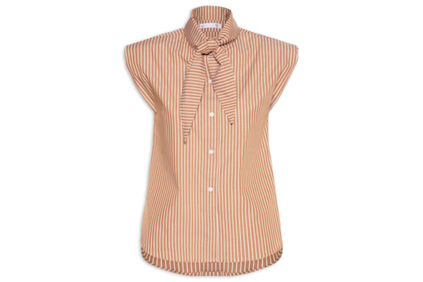 Camisa Feminina Lenço Listrada - Marrom