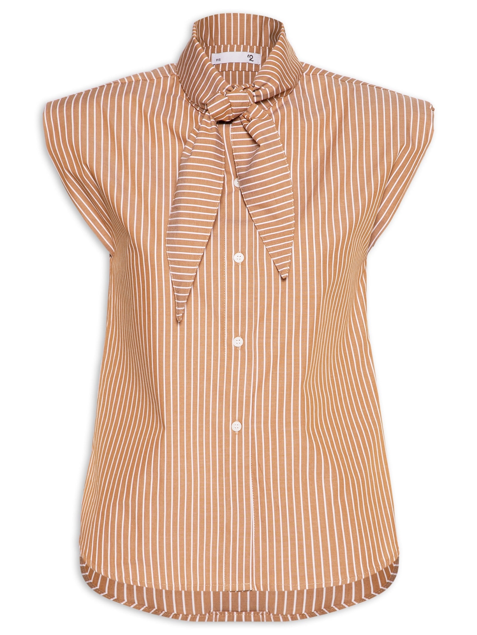 Camisa Feminina Lenço Listrada Marrom '2Essential