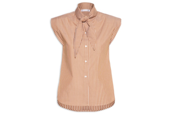 Camisa Feminina Lenço Listrada - Marrom