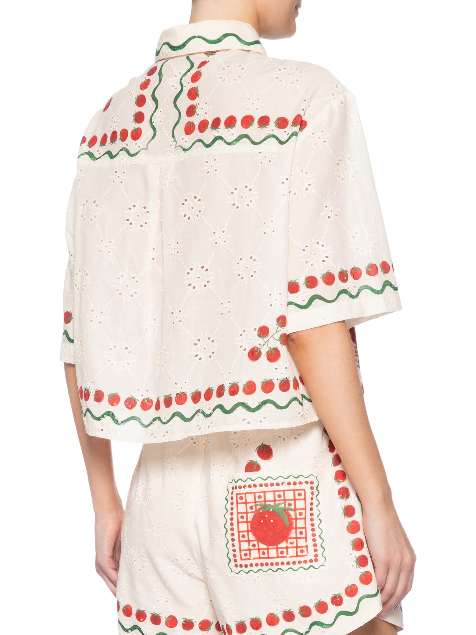 Camisa Feminina Lenço Tomatinhos Bege Farm