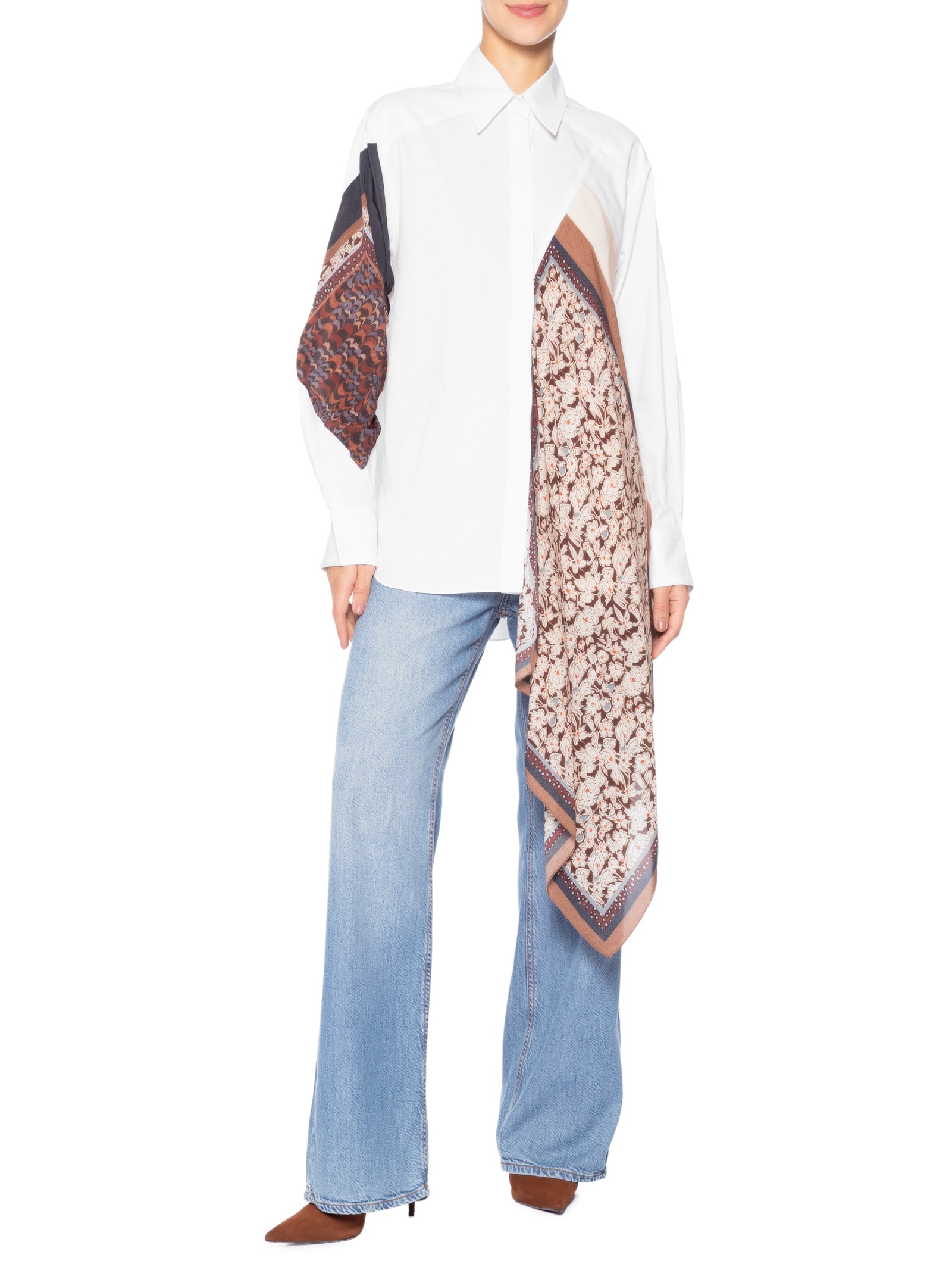 Camisa Feminina Lenços Aplicados Branco Animale