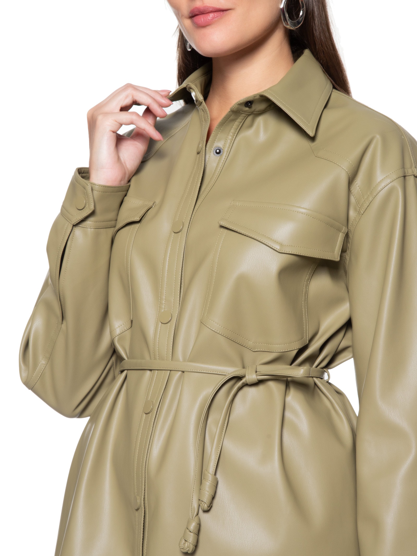 Camisa Feminina Like Leather Cordão Cintura - Verde - Animale Jeans