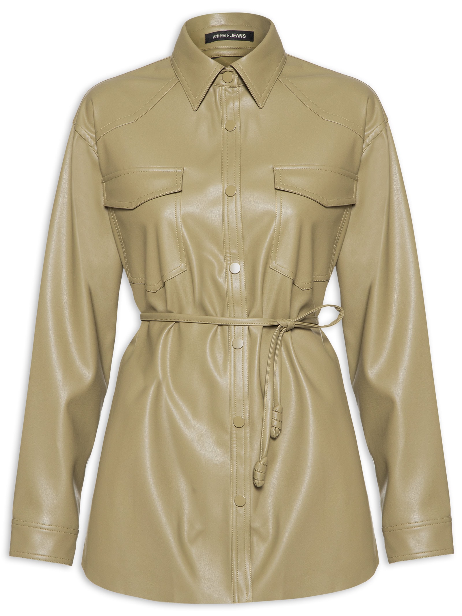 Camisa Feminina Like Leather Cordão Cintura - Verde - Animale Jeans