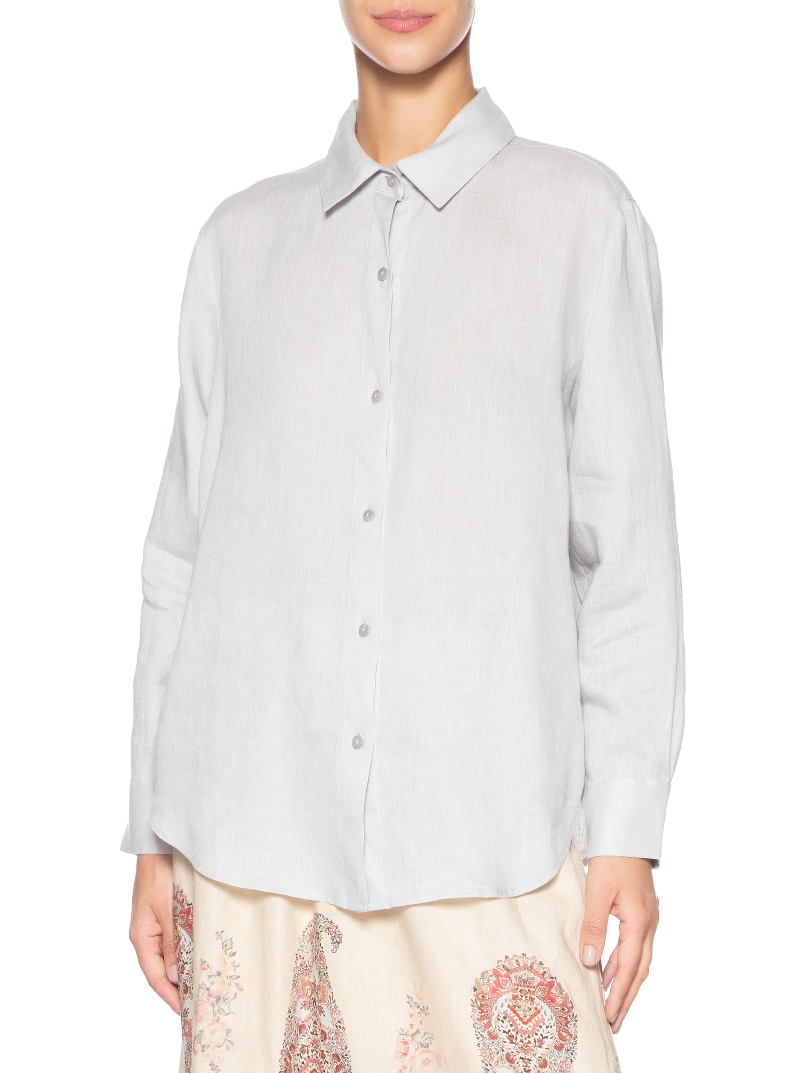 Camisa Feminina Linho Azul Maria Filó