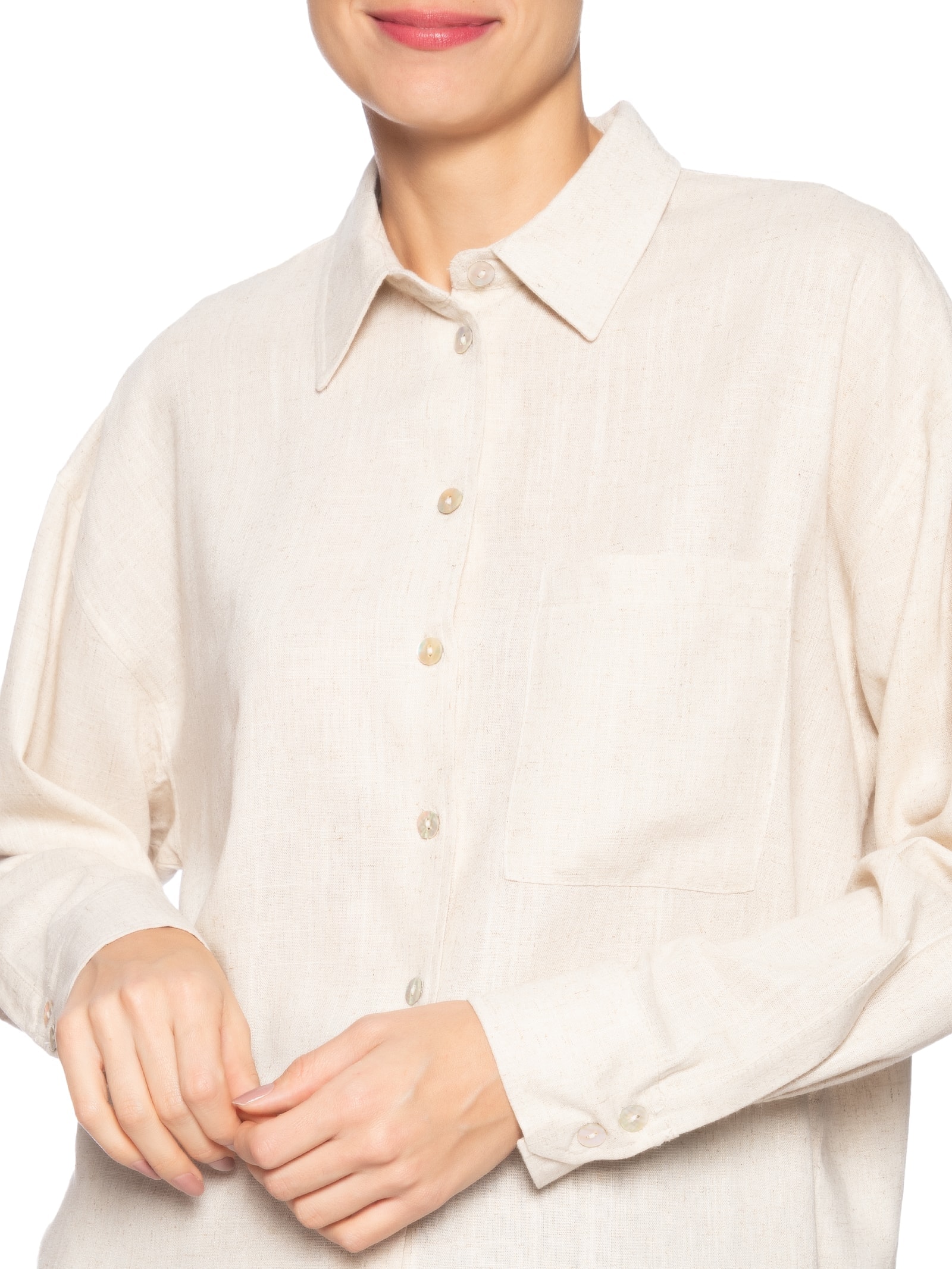 Camisa Feminina Linho Bege Market 33