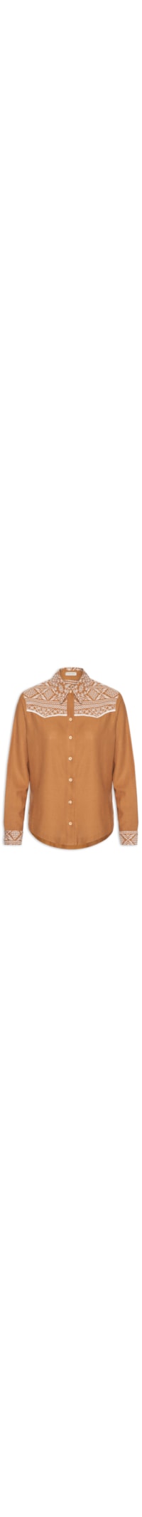 Camisa Feminina Linho Bordado Andarilhos - Marrom