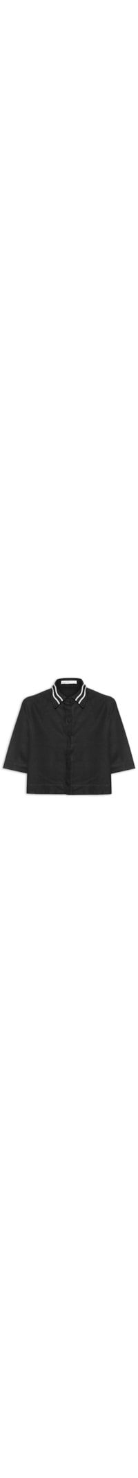 Camisa Feminina Linho Bordado Sianinha - Preto