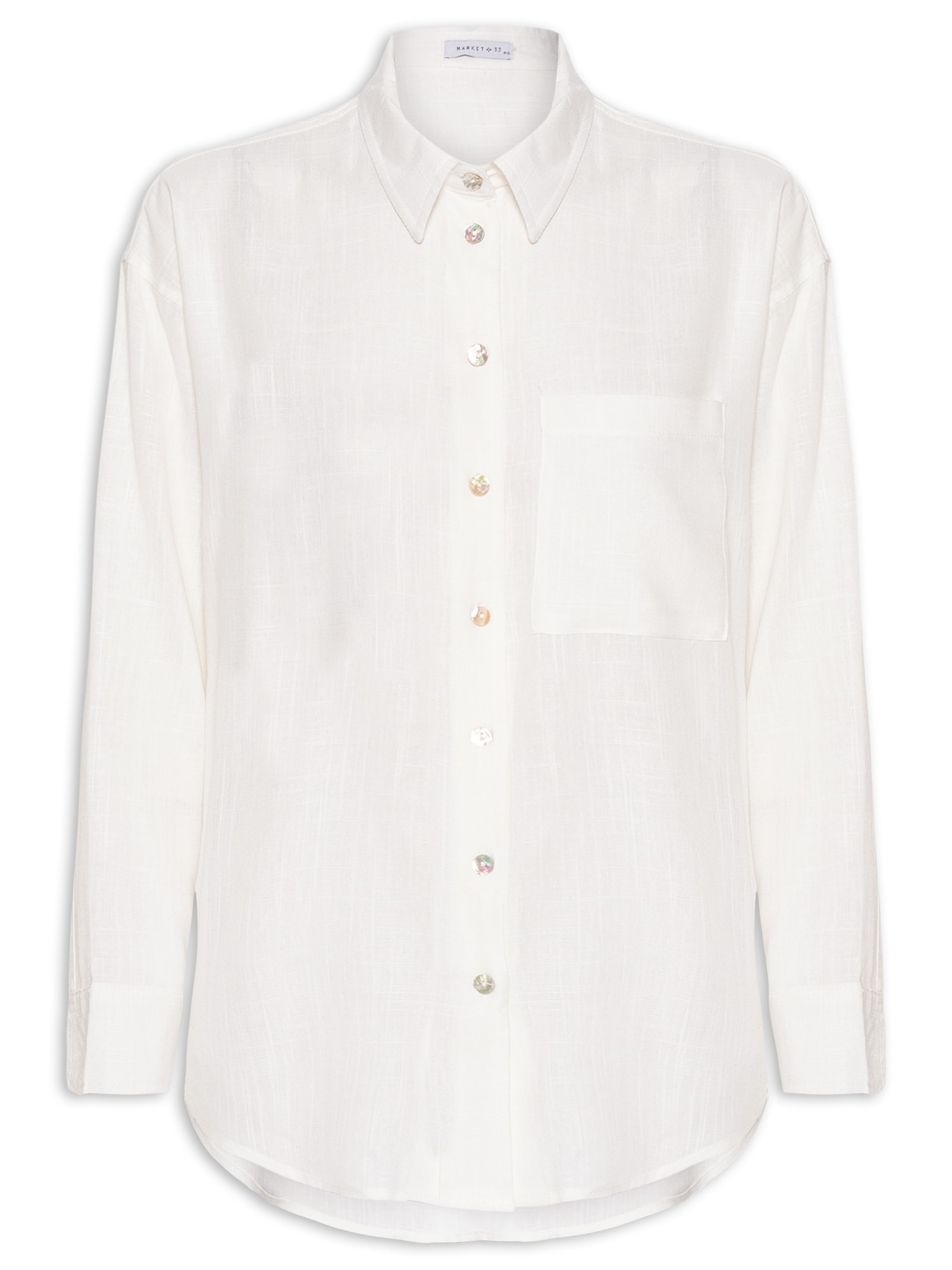 Camisa Feminina Linho Branco Market 33